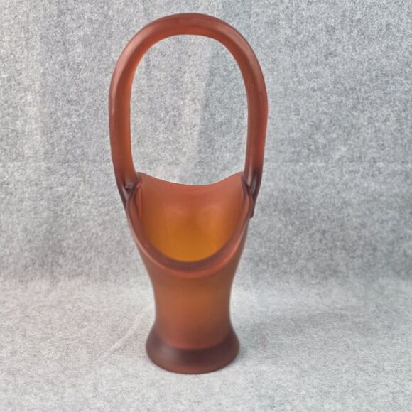 Tiffin Glass Amberina Orange Satin 11in Handles‎ Basket 9574 Opaque MCM Vintage - Picture 2 of 13